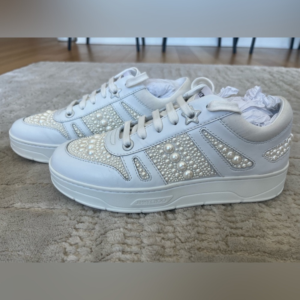 Jimmy Choo Hawaii Pearl Embellished Sneakers